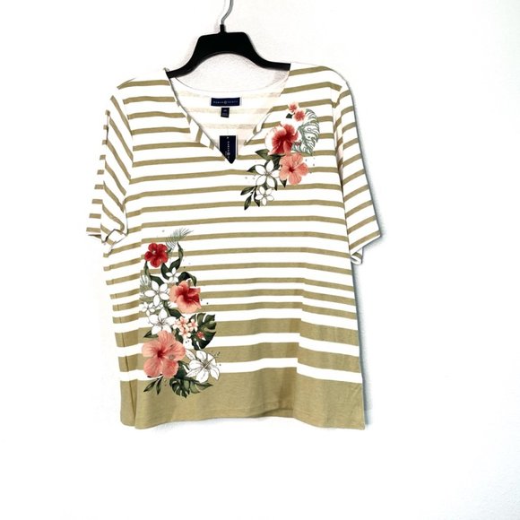 NWT Two Karen Scott Plus Havana Floral Top #4 - Picture 5 of 10